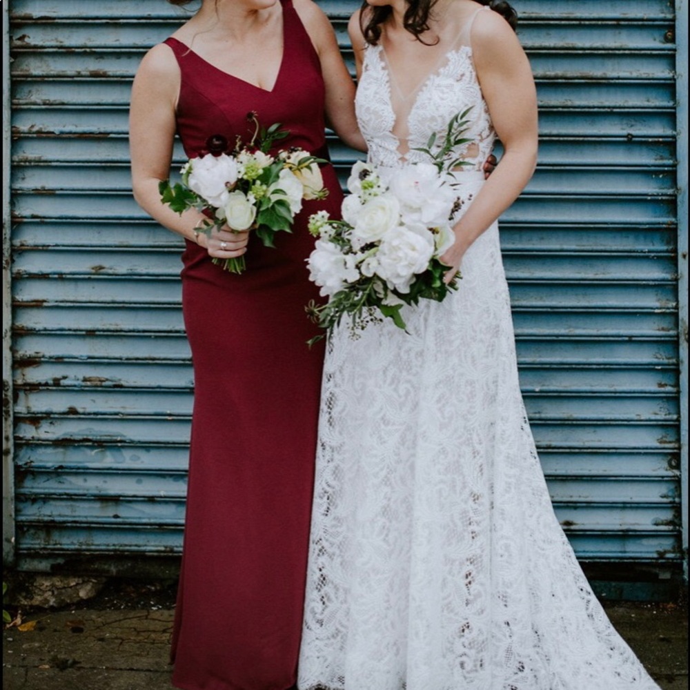 White by Vera Wang Sleeveless Long Gown - Size 10 - Color Wine